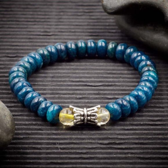 Apatite and Citrine Stretch Bracelet - Handmade to Order - Picture 1 of 2